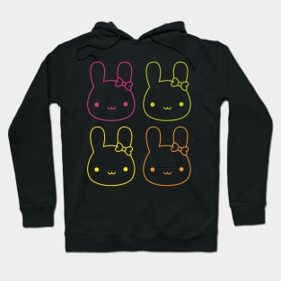 Kawaii Neon Bunny Bows Hoodie